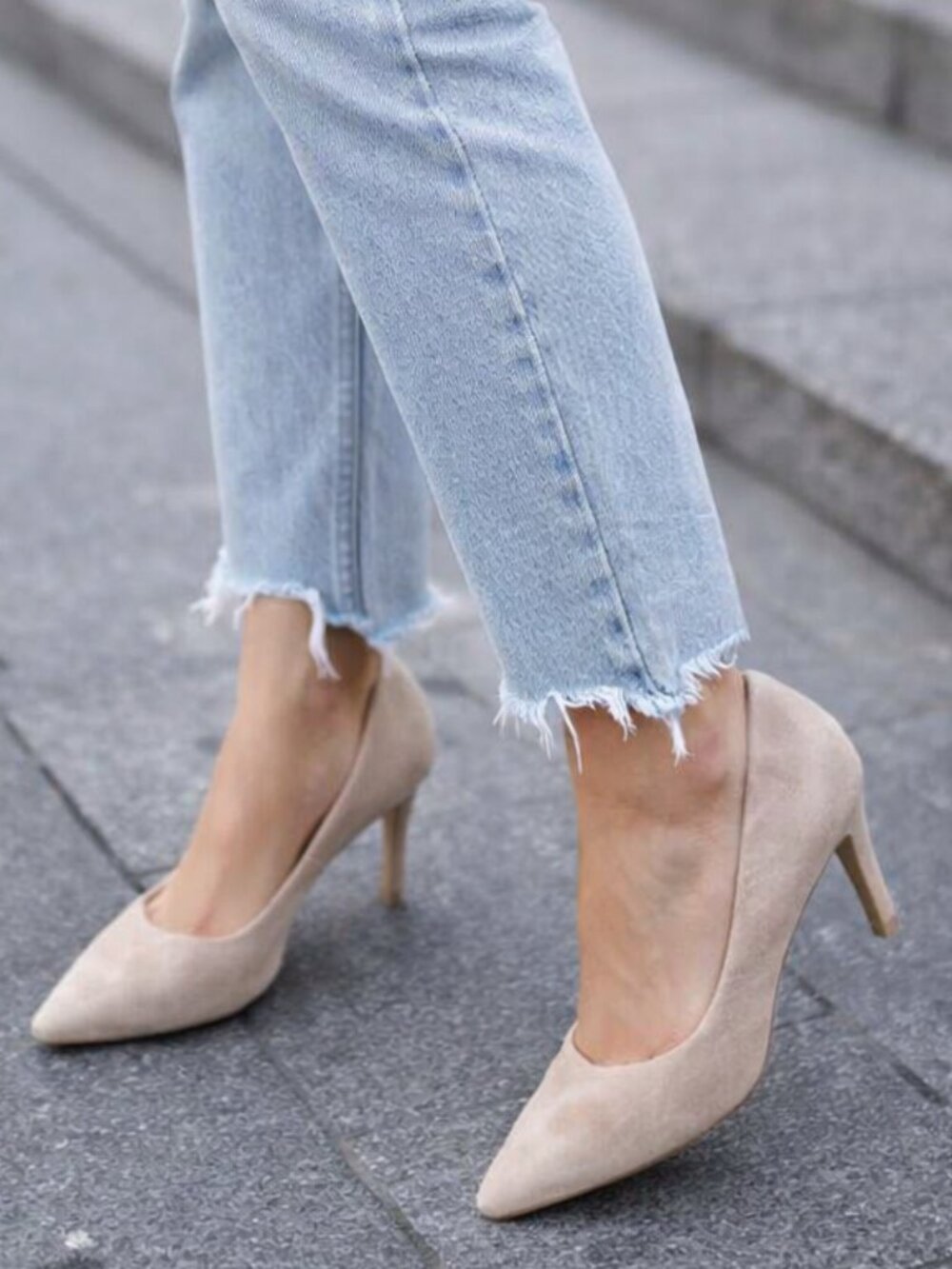 Andre Assous Onassis Pointed-toe Suede Heels Pumps $199 in Beige
